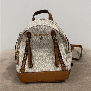 Michael Kors Tan and Cream Women's Backpack MINI